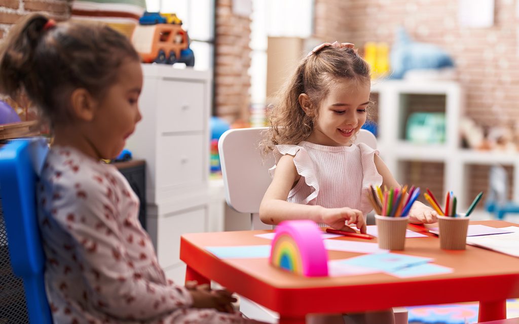 happy kids playing at school