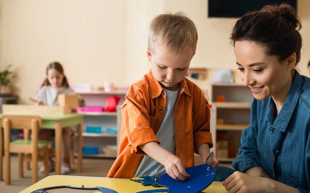 teacher at montessori school