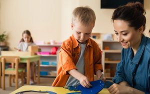 teacher at montessori school