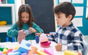 kids playing together at montessori school
