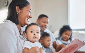 happy family reading books
