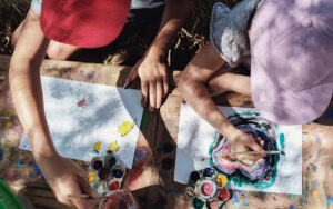 Kids painting art outdoor montessori