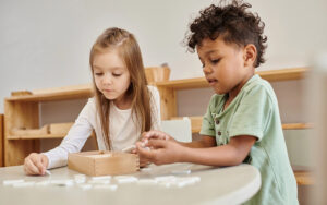 kids learning at a montessori school