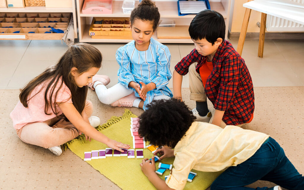 kids playing at a montessori classroom