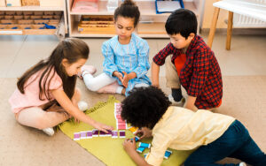 kids playing at a montessori classroom
